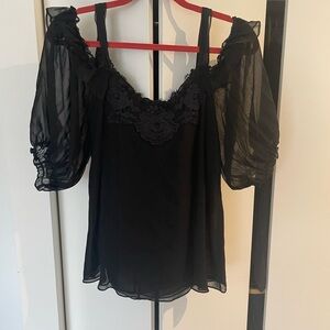 Nanette Lepore Black Lace Detail Top